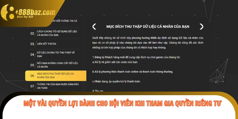 Một vài quyền lợi dành cho hội viên khi tham gia quyền riêng tư