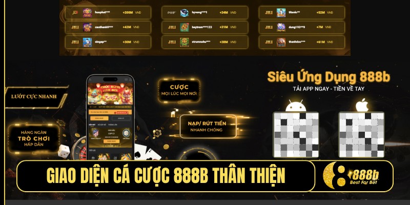 Giao diện cá cược 888B thân thiện